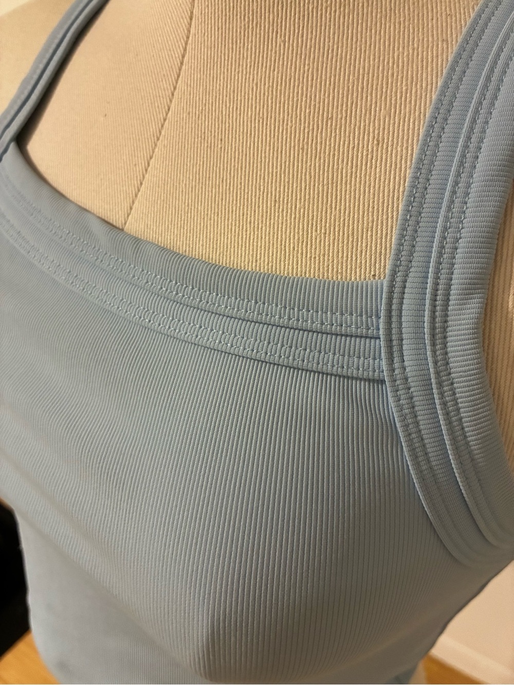 twik Ribbed Scoop Tank Top in Dusty Blue